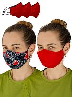 Маски защитные анатомические двусторонние - 2 красный/т.синий (сердце), комплект 3 шт.