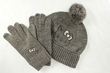 Комплект шапка+перчатки HK 0981 серый